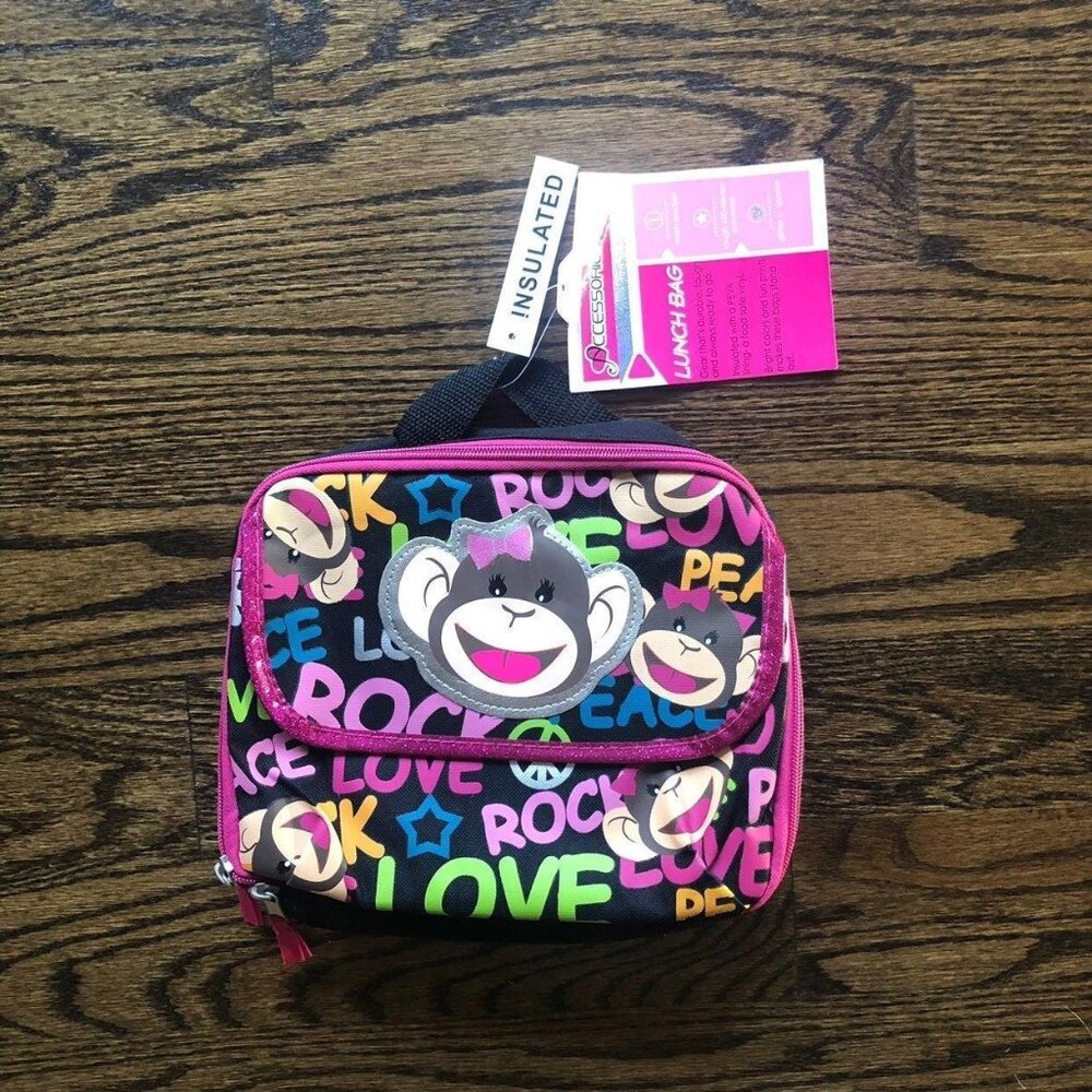 NEW Girl's Insulated Lunch Bag Monkeys
